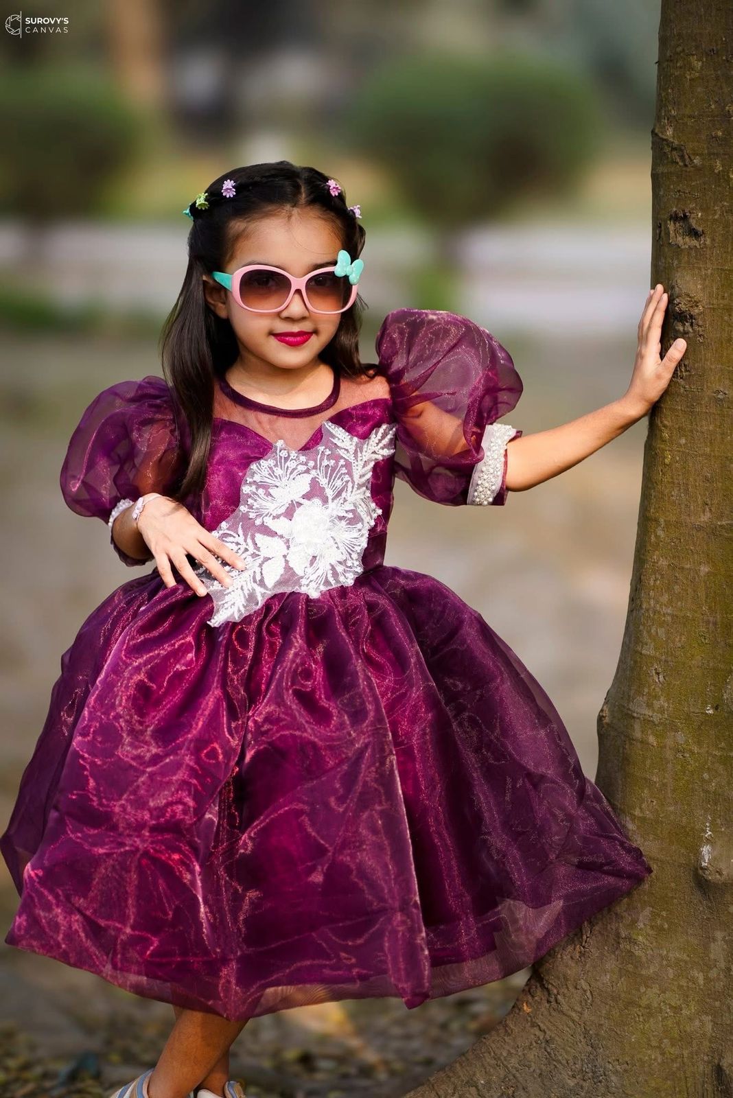 Organza meroon barbie frok